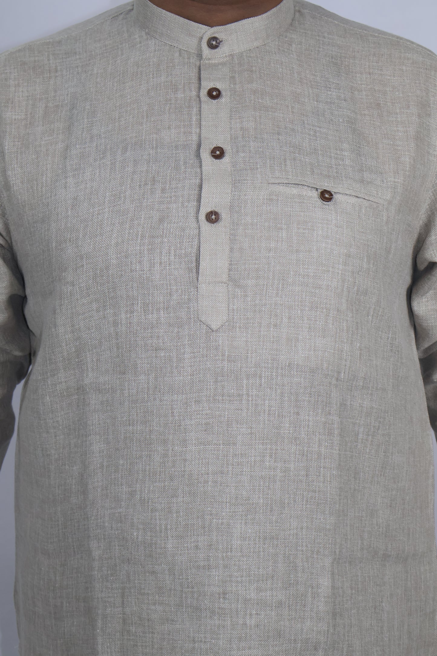 SHARPLINEN MEN'S FULL SLEEVE KURTA ASH GREY