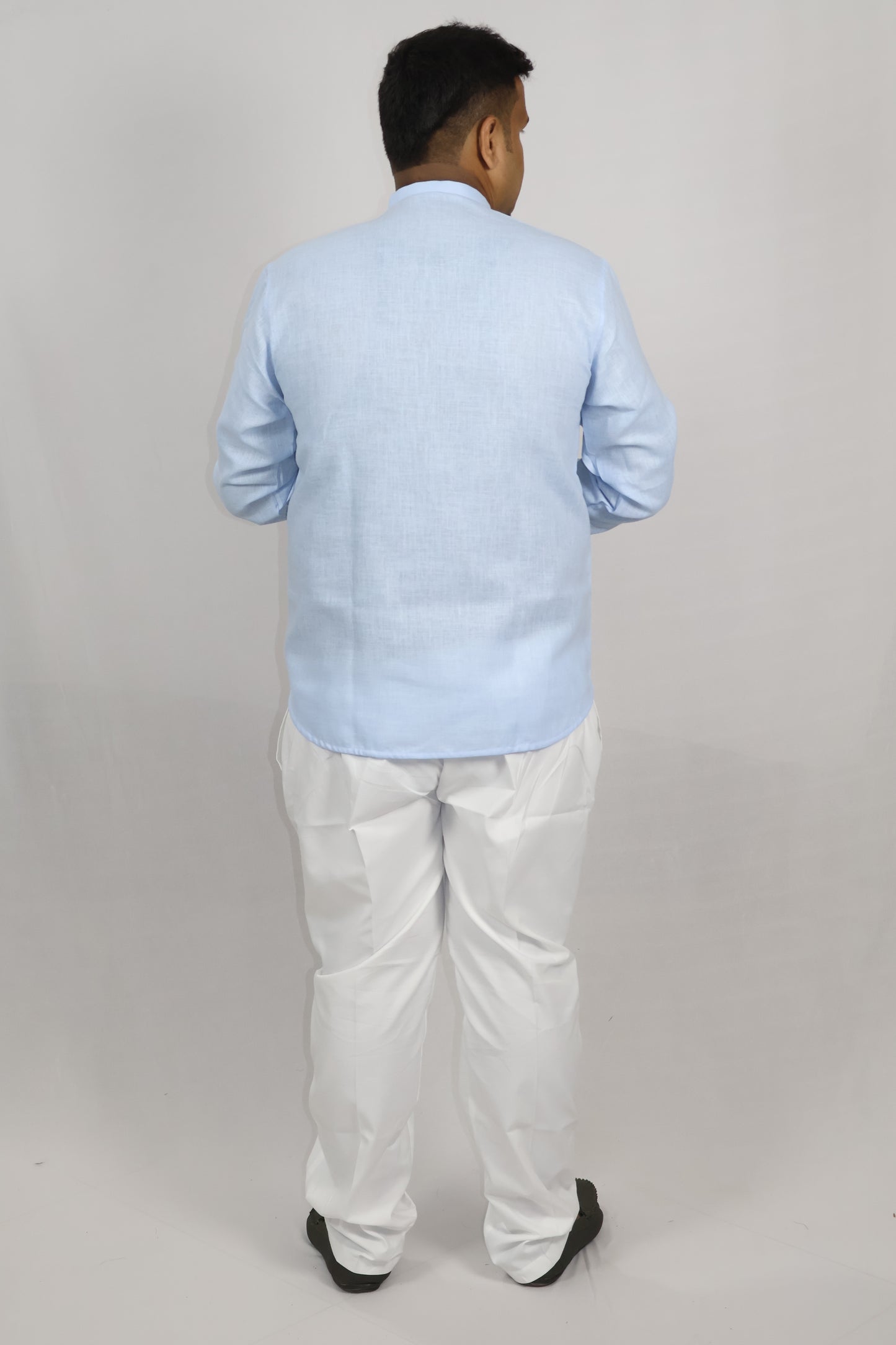 SHARPLINEN MEN'S FULL SLEEVE KURTA BLUE