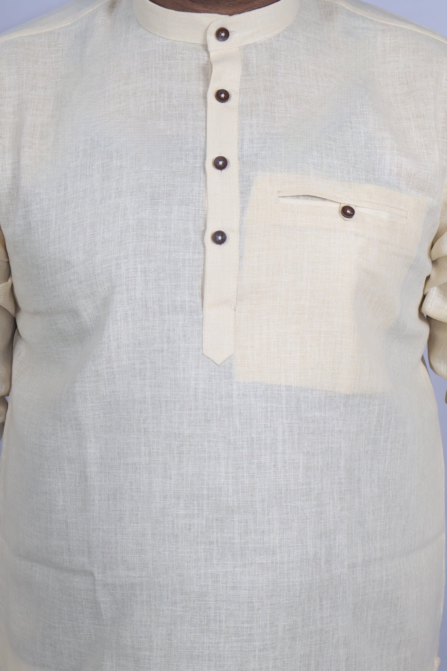 SHARPLINEN MEN'S FULL SLEEVE KURTA CREAM