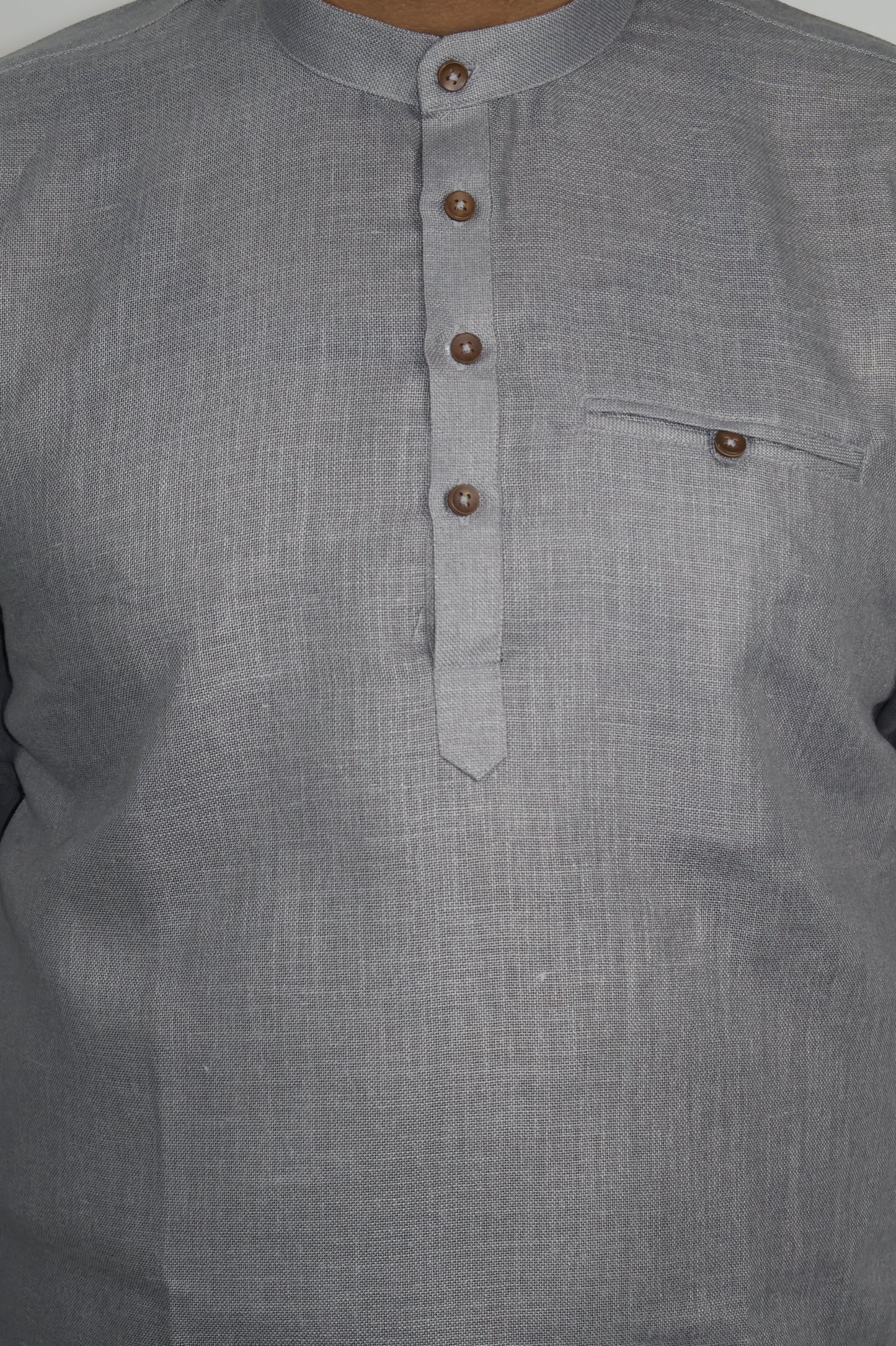 SHARPLINEN MEN'S FULL SLEEVE KURTA DARK GREY