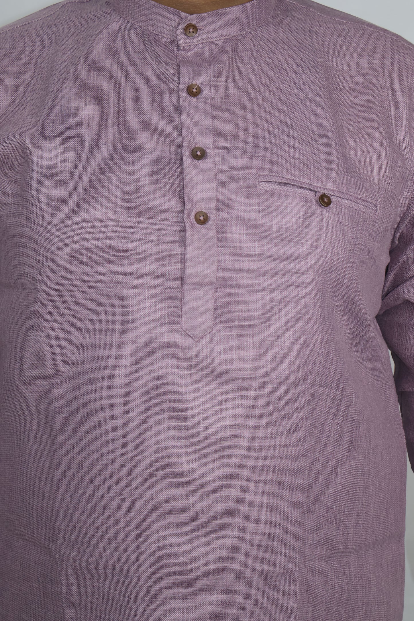 SHARPLINEN MEN'S FULL SLEEVE KURTA DARK LAVENDER