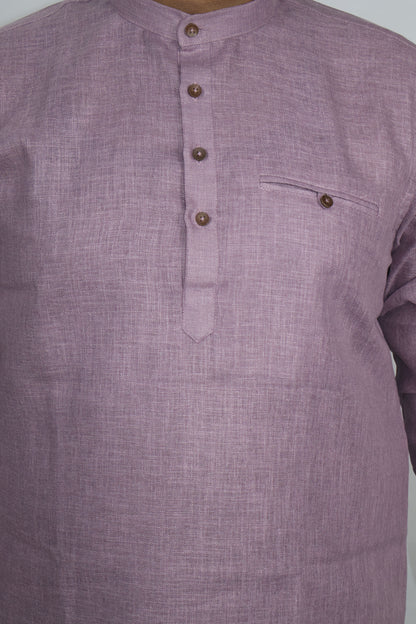 SHARPLINEN MEN'S FULL SLEEVE KURTA DARK LAVENDER