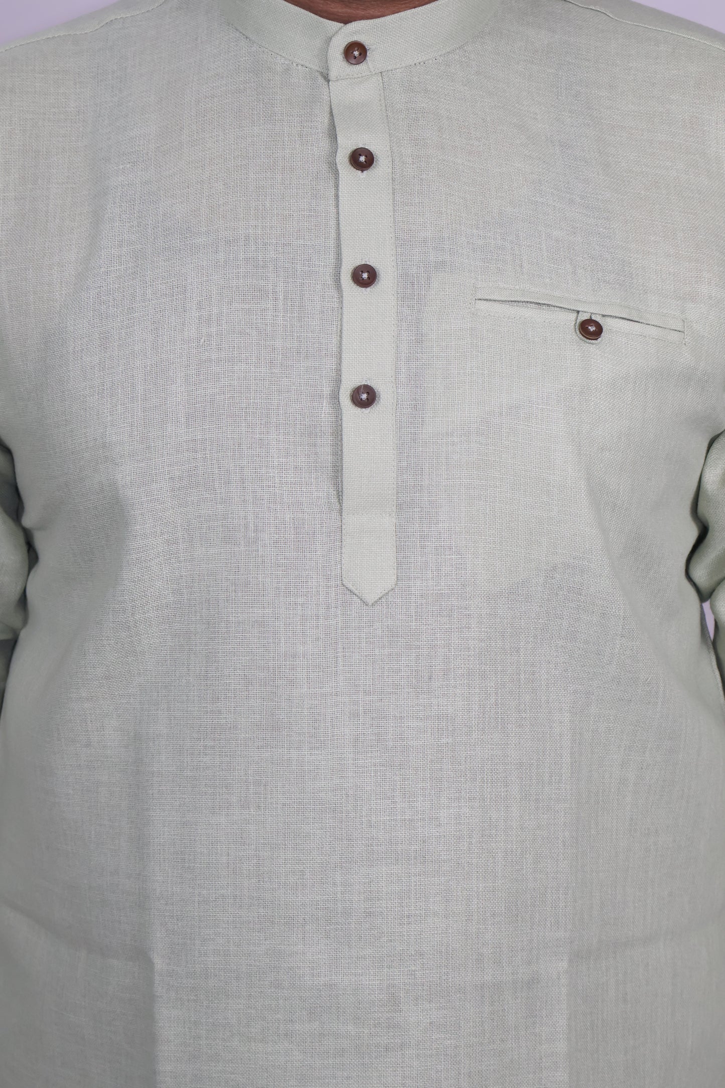 SHARPLINEN MEN'S FULL SLEEVE KURTA LIGHT GREEN