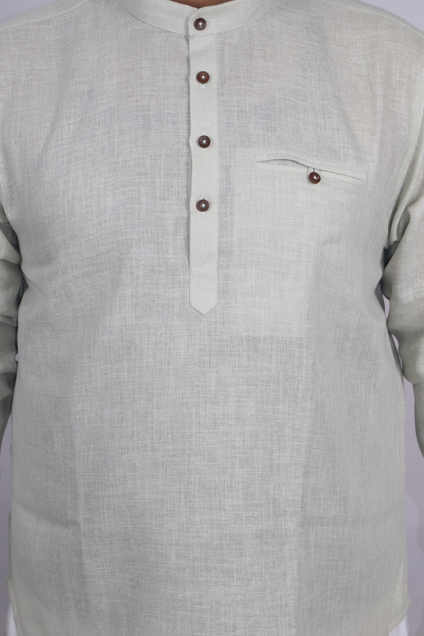 SHARPLINEN MEN'S FULL SLEEVE KURTA LIGHT PISTA