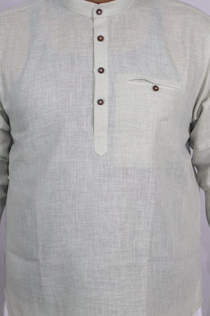 SHARPLINEN MEN'S FULL SLEEVE KURTA LIGHT PISTA