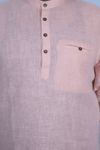 SHARPLINEN MEN'S FULL SLEEVE KURTA LIGHT ONION