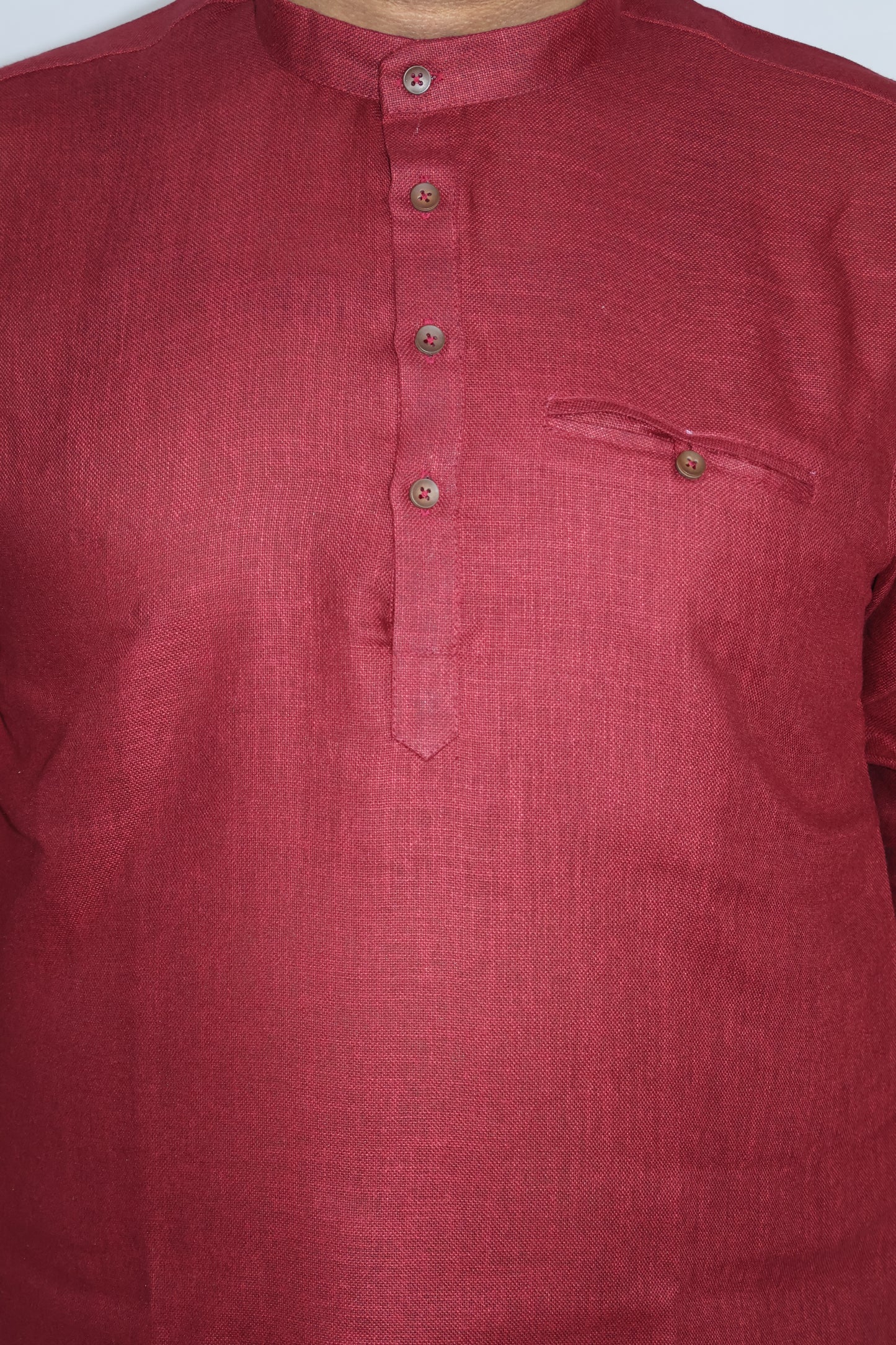 SHARPLINEN MEN'S FULL SLEEVE KURTA MARON