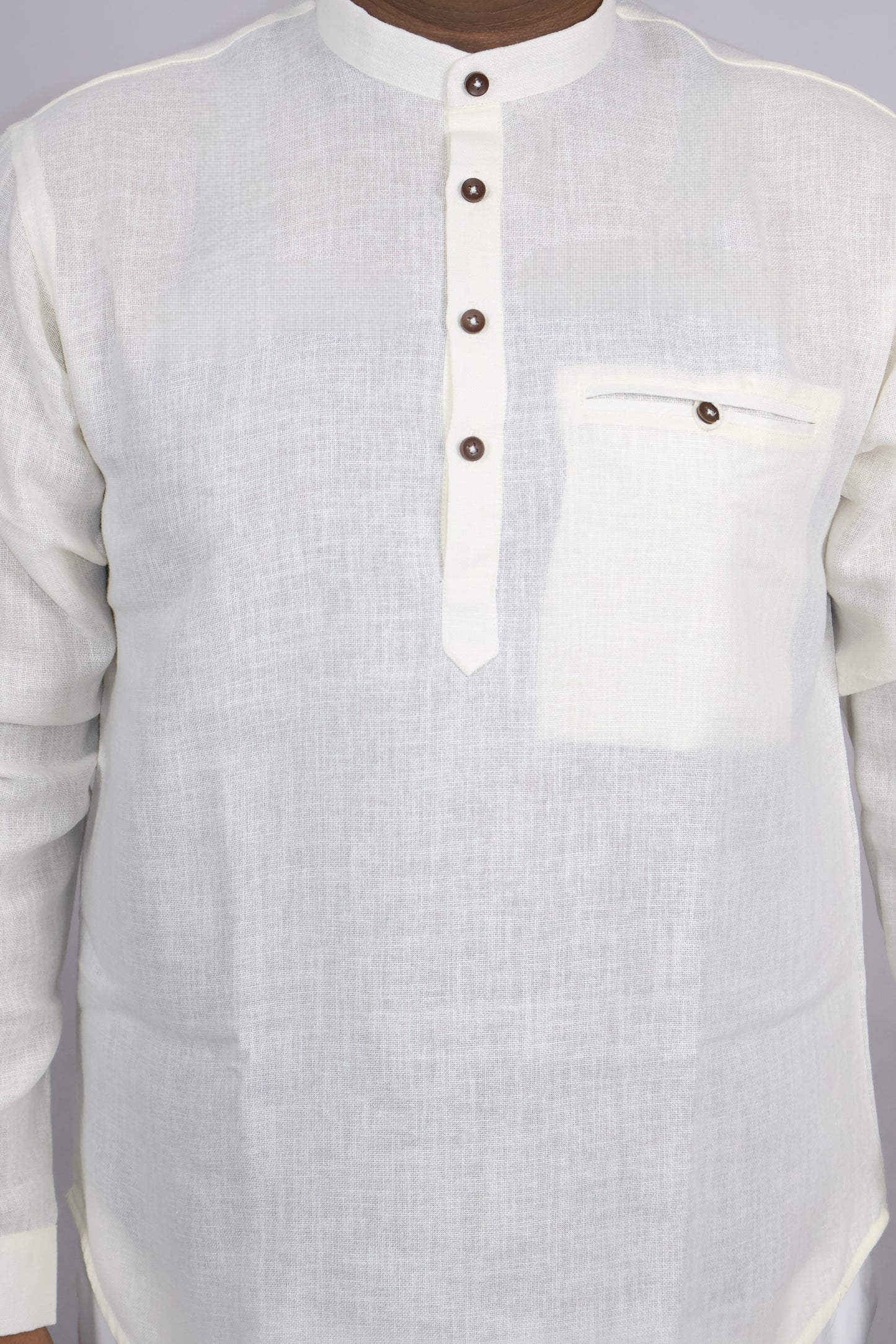 SHARPLINEN MEN'S FULL SLEEVE KURTA OFF WHITE