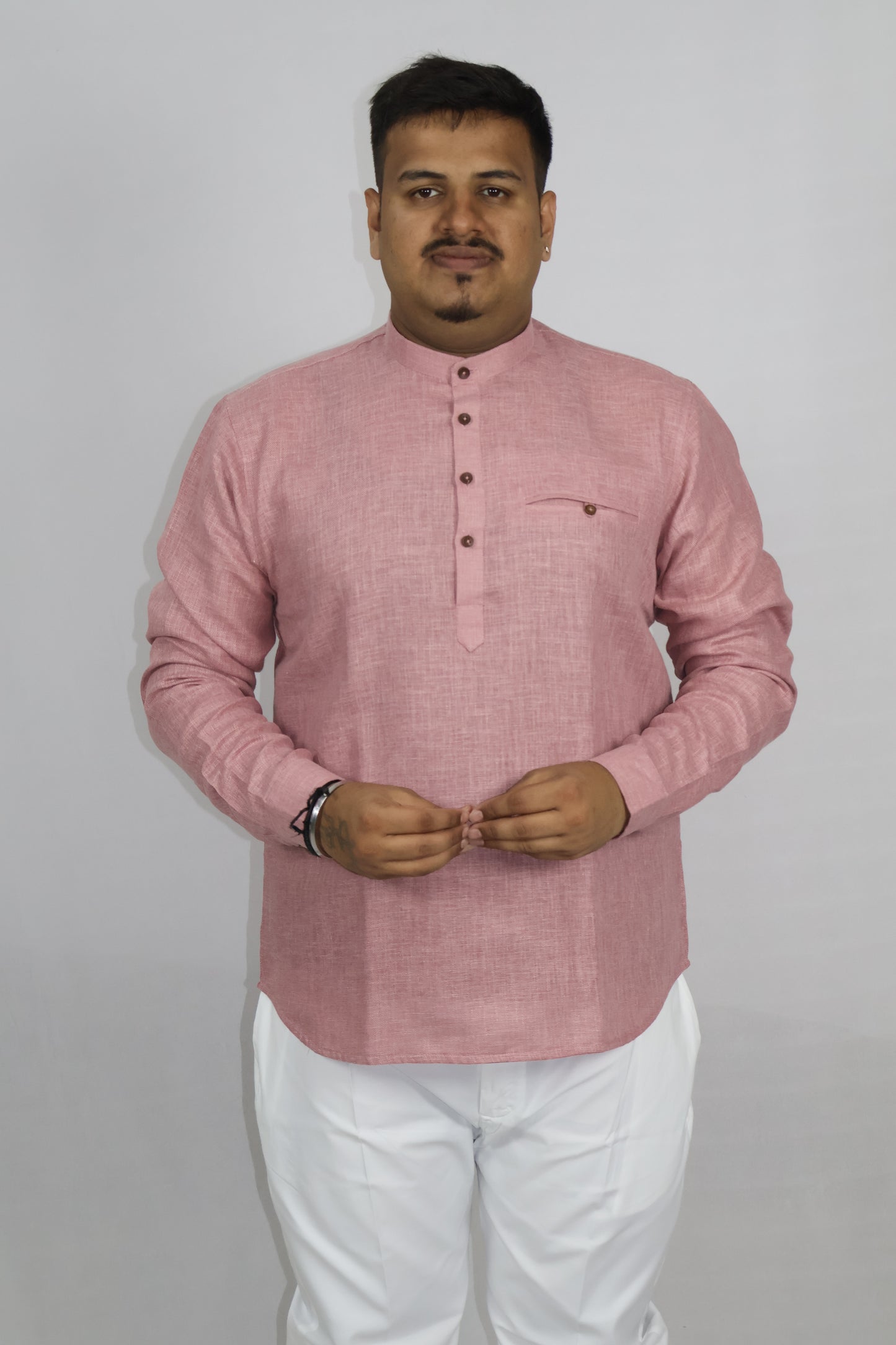 SHARPLINEN MEN'S FULL SLEEVE KURTA ONION
