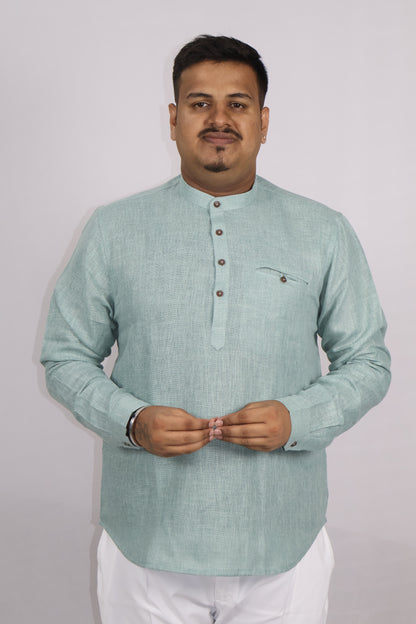 SHARPLINEN MEN'S FULL SLEEVE KURTA PISTA