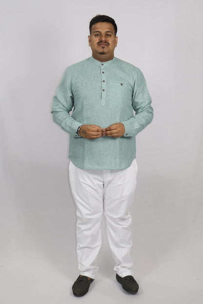 SHARPLINEN MEN'S FULL SLEEVE KURTA PISTA