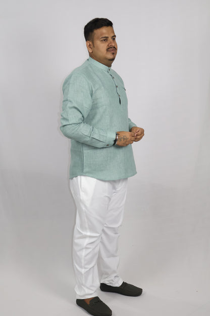 SHARPLINEN MEN'S FULL SLEEVE KURTA PISTA