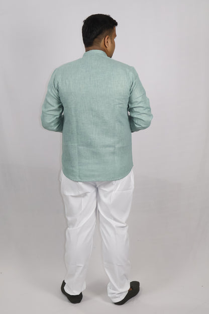 SHARPLINEN MEN'S FULL SLEEVE KURTA PISTA