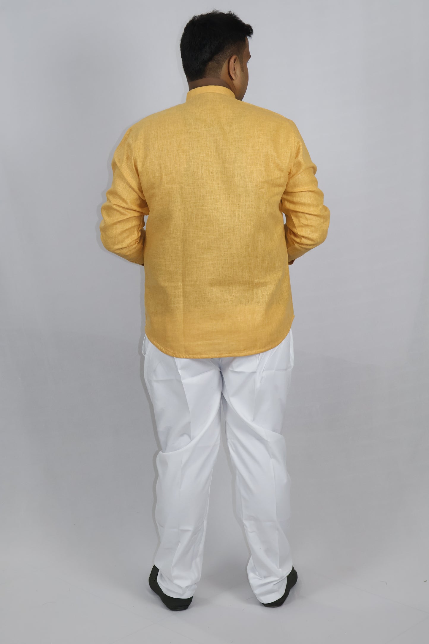 SHARPLINEN MEN'S FULL SLEEVE KURTA TURMERIC