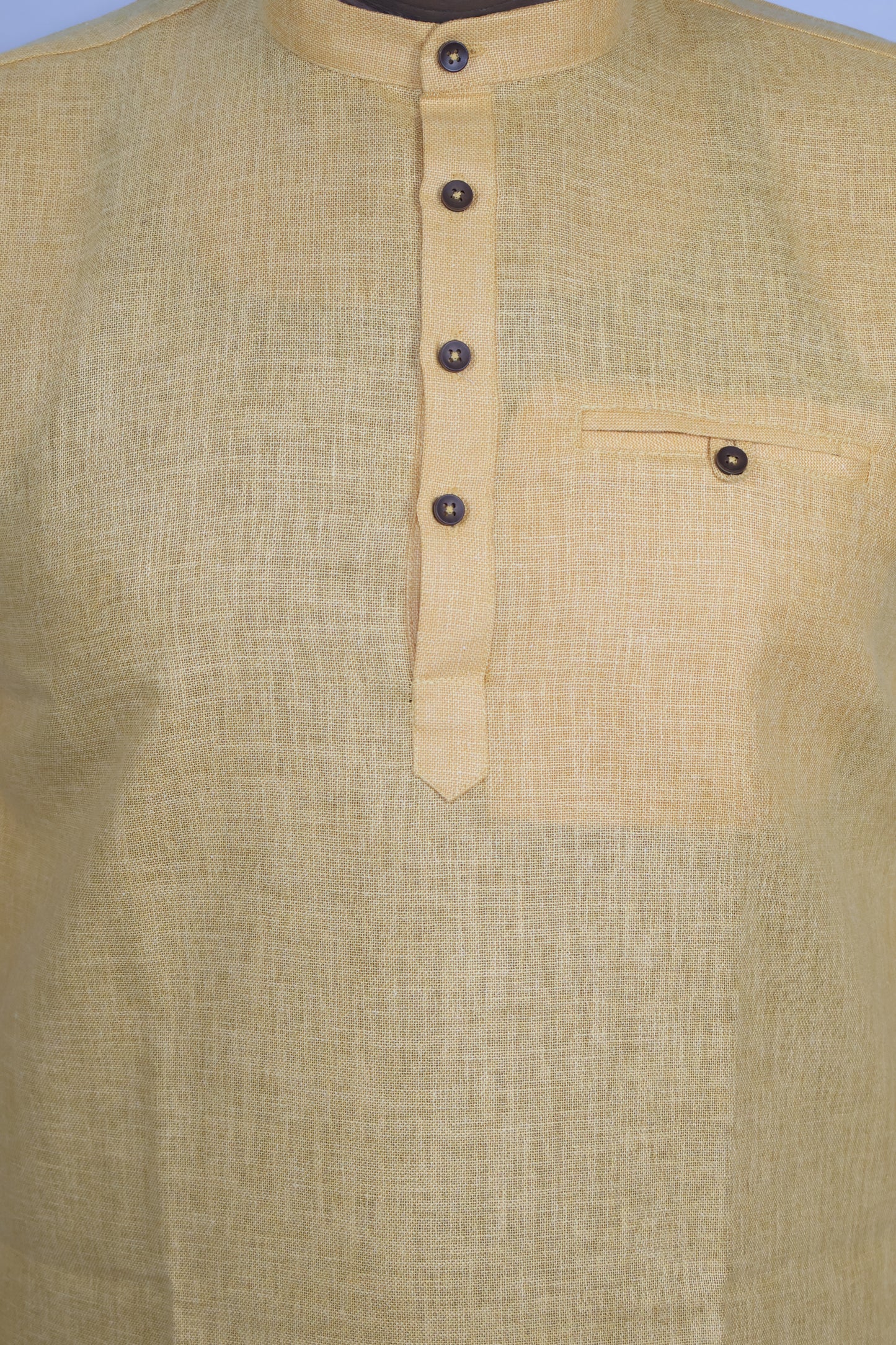 SHARPLINEN MEN'S FULL SLEEVE KURTA TURMERIC