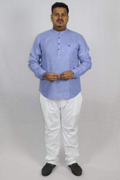 SHARPLINEN MEN'S FULL SLEEVE KURTA VIOLET