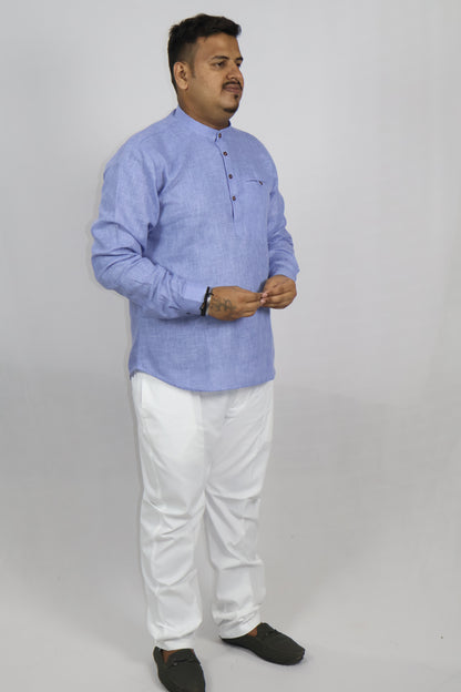 SHARPLINEN MEN'S FULL SLEEVE KURTA VIOLET