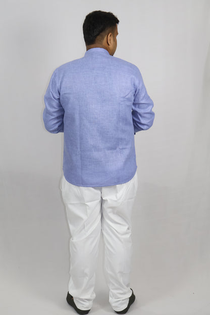 SHARPLINEN MEN'S FULL SLEEVE KURTA VIOLET