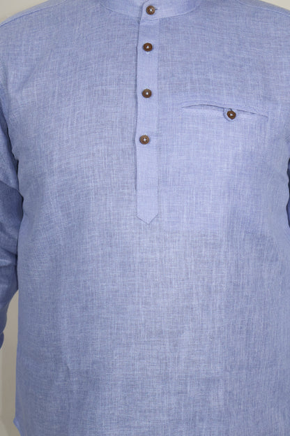 SHARPLINEN MEN'S FULL SLEEVE KURTA VIOLET