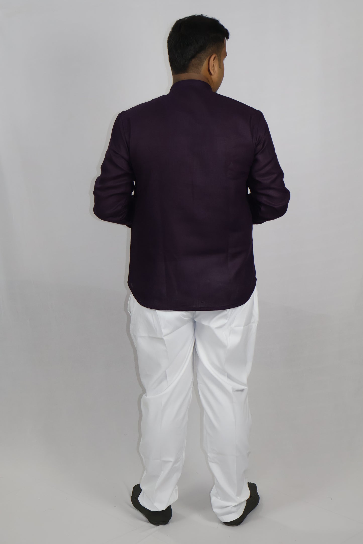 SHARPLINEN MEN'S FULL SLEEVE KURTA WINE