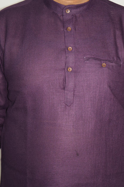SHARPLINEN MEN'S FULL SLEEVE KURTA WINE