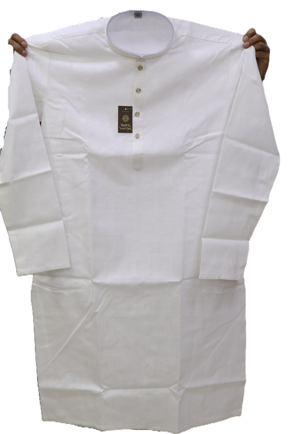 Men's White Kurta S K Self (A)