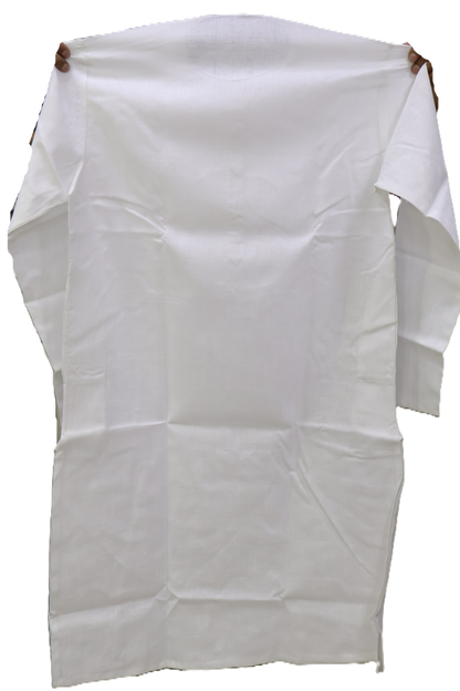 Men's White Kurta S K Self (A)
