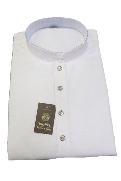 Men's White Kurta S K Self (A)