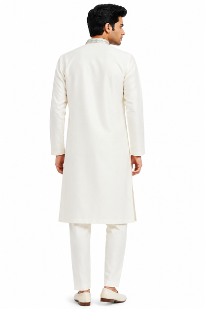 Men's mandarin collar Embroidery work kurta, Neck work, daman design and astar attached AST 20 - Blue