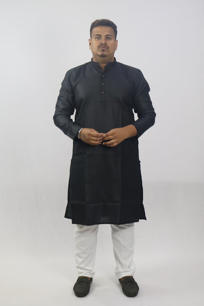 BLOSSOM MEN'S KURTA BLACK