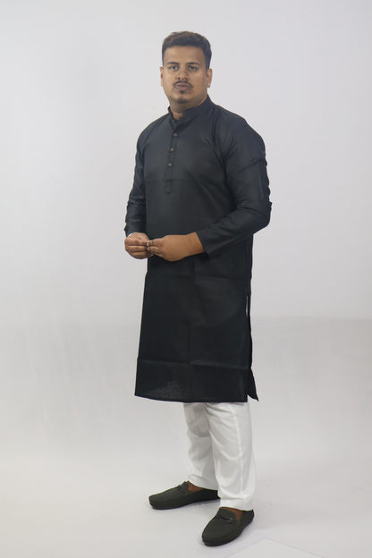 BLOSSOM MEN'S KURTA BLACK