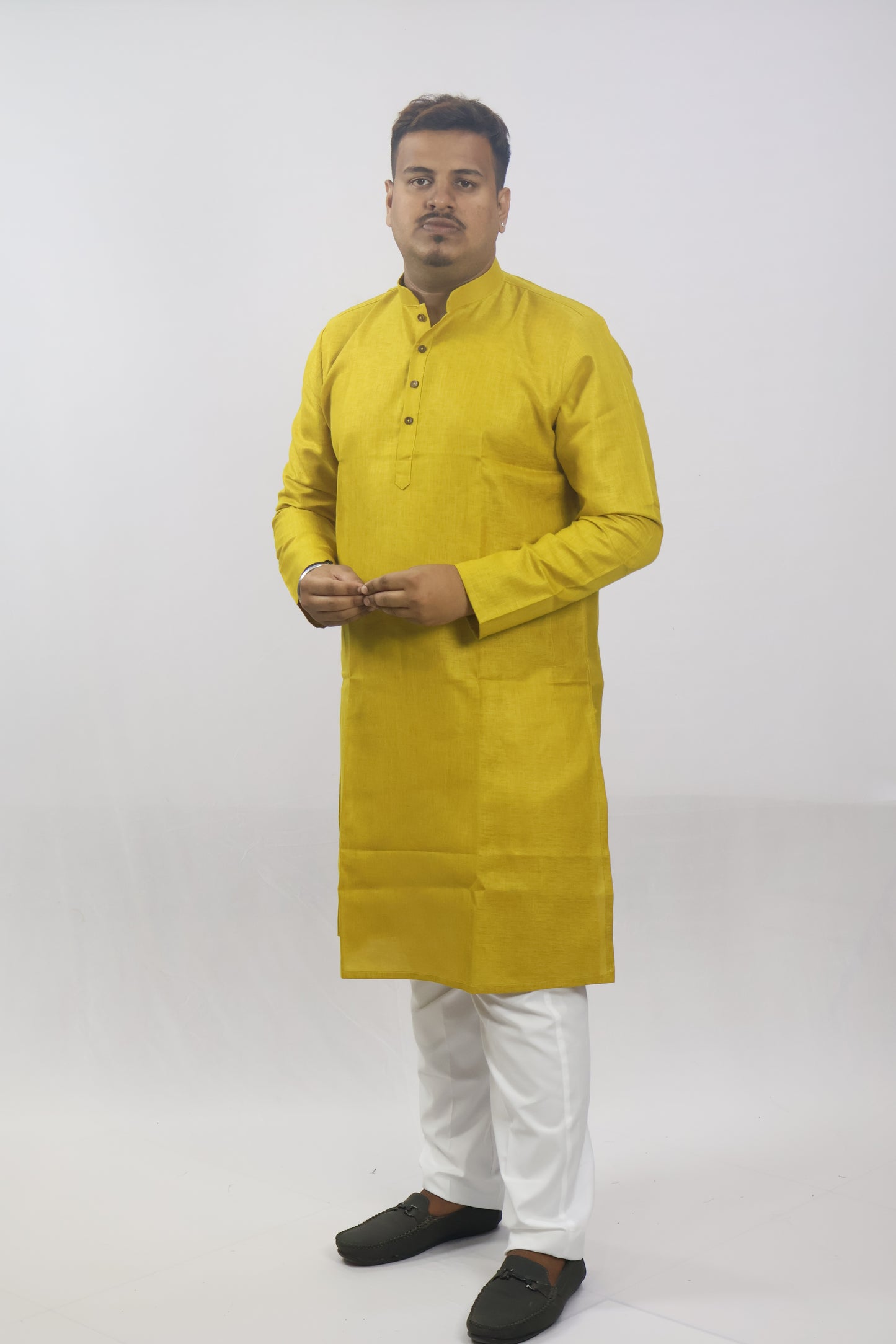 BLOSSOM MEN'S KURTA OCHRE YELLOW