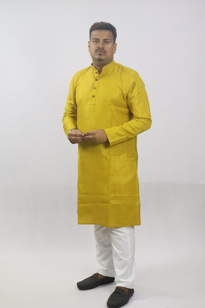 BLOSSOM MEN'S KURTA OCHRE YELLOW