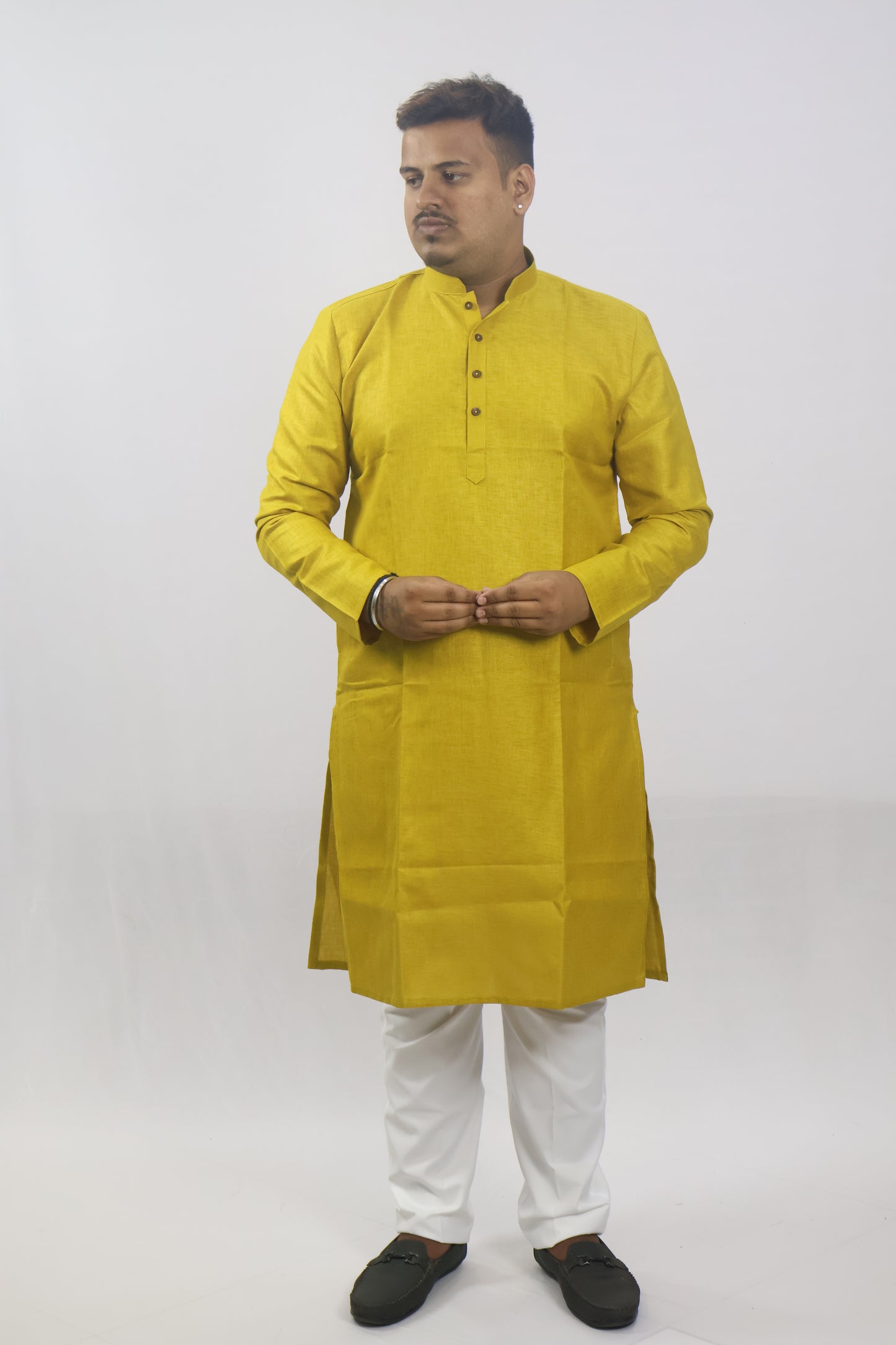 BLOSSOM MEN'S KURTA OCHRE YELLOW