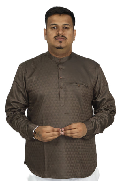 BHW CASATA MEN'S FULL SLEEVE SHORT KURTA BROWN