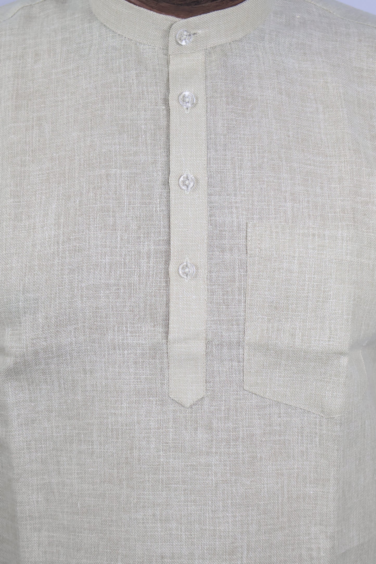 SHARPLINEN MEN'S HALF SLEEVE KURTA BEIGE