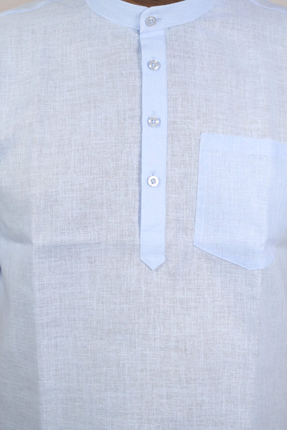 SHARPLINEN MEN'S HALF SLEEVE KURTA BLUE