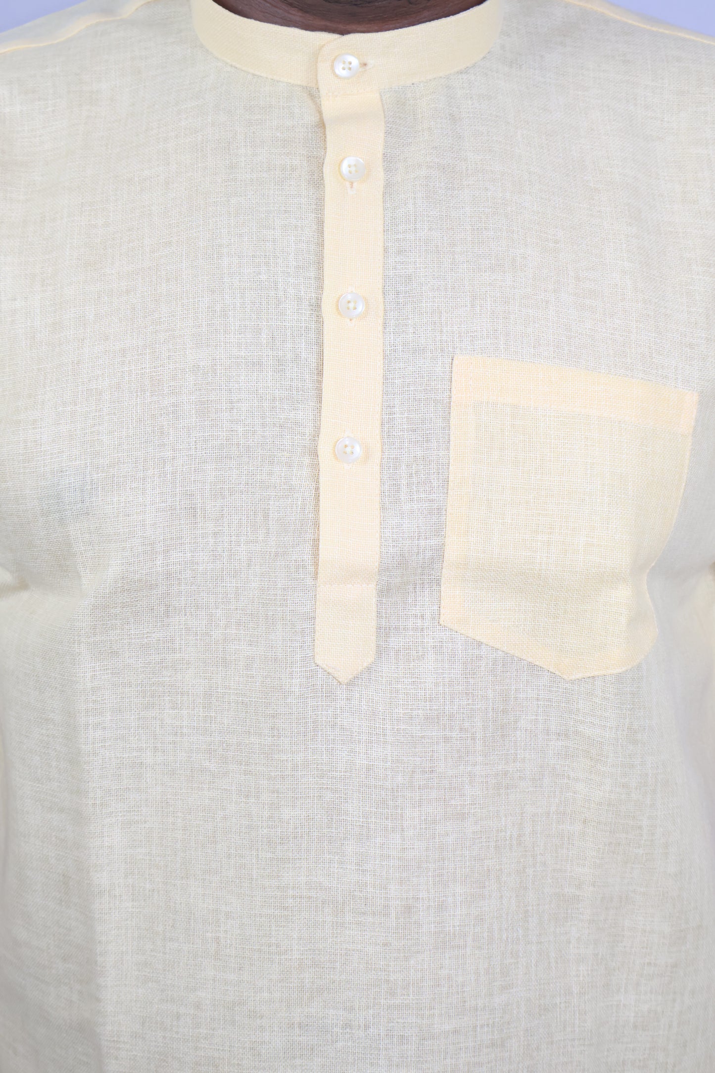 SHARPLINEN MEN'S HALF SLEEVE KURTA GOLD