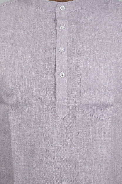SHARPLINEN MEN'S HALF SLEEVE KURTA LAVENDER
