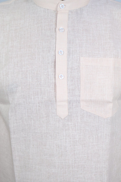 SHARPLINEN MEN'S HALF SLEEVE KURTA LIGHT PEACH