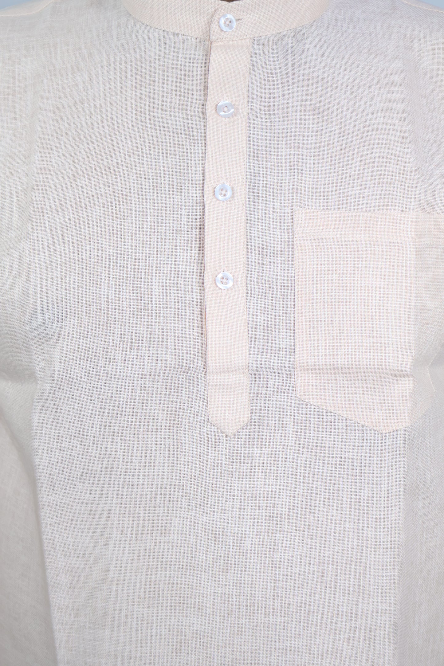 SHARPLINEN MEN'S HALF SLEEVE KURTA PEACH