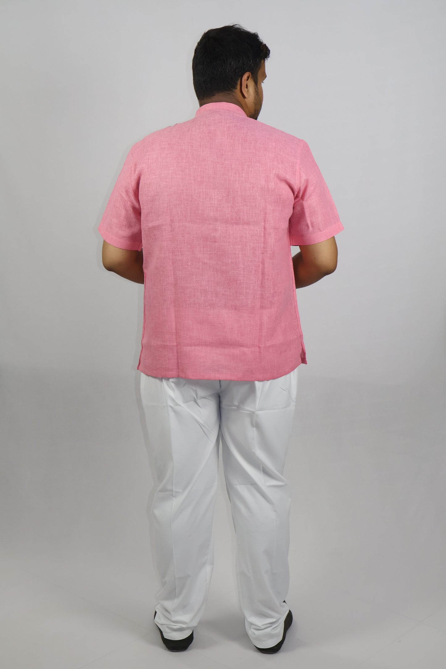 SHARPLINEN MEN'S HALF SLEEVE KURTA PINK
