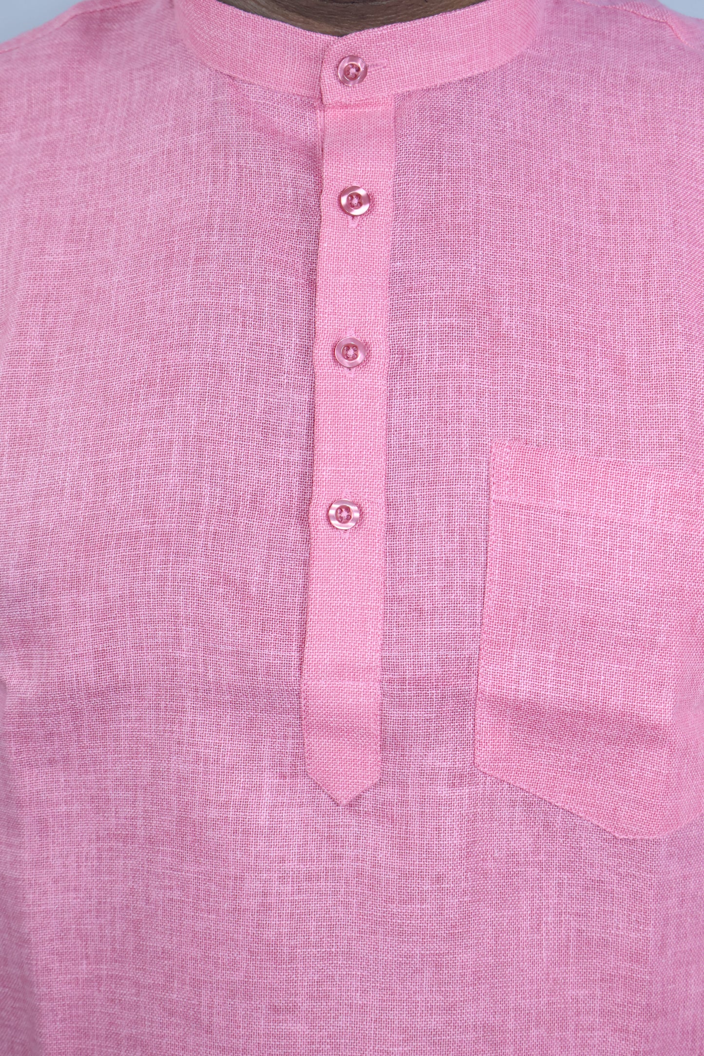 SHARPLINEN MEN'S HALF SLEEVE KURTA PINK