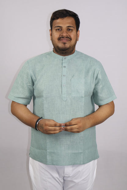 SHARPLINEN MEN'S HALF SLEEVE KURTA PISTA