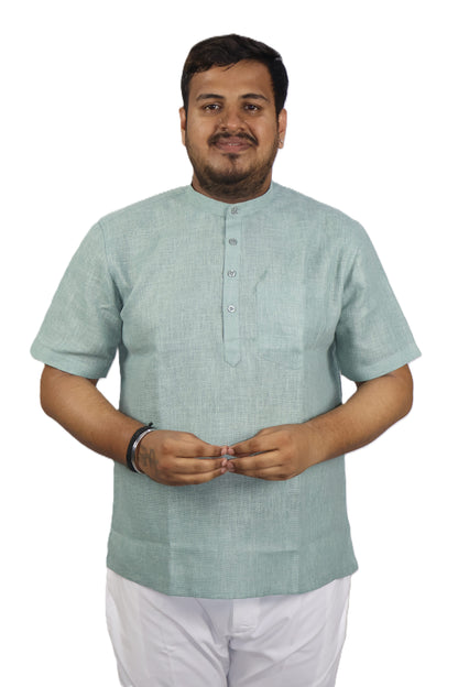 SHARPLINEN MEN'S HALF SLEEVE KURTA PISTA