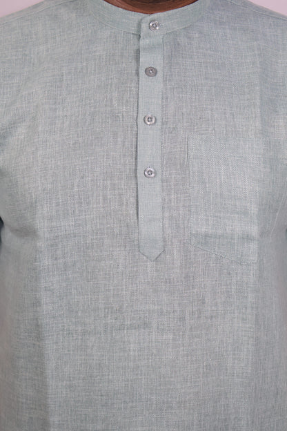 SHARPLINEN MEN'S HALF SLEEVE KURTA PISTA