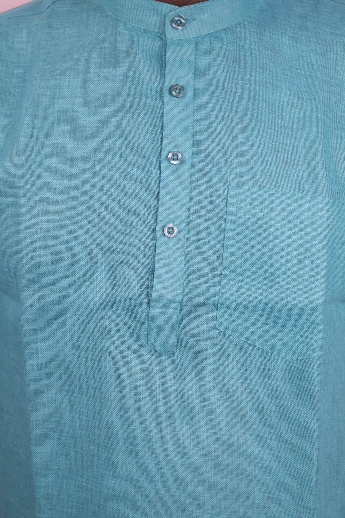 SHARPLINEN MEN'S HALF SLEEVE KURTA RAMA GREEN