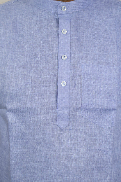 SHARPLINEN MEN'S HALF SLEEVE KURTA VIOLET