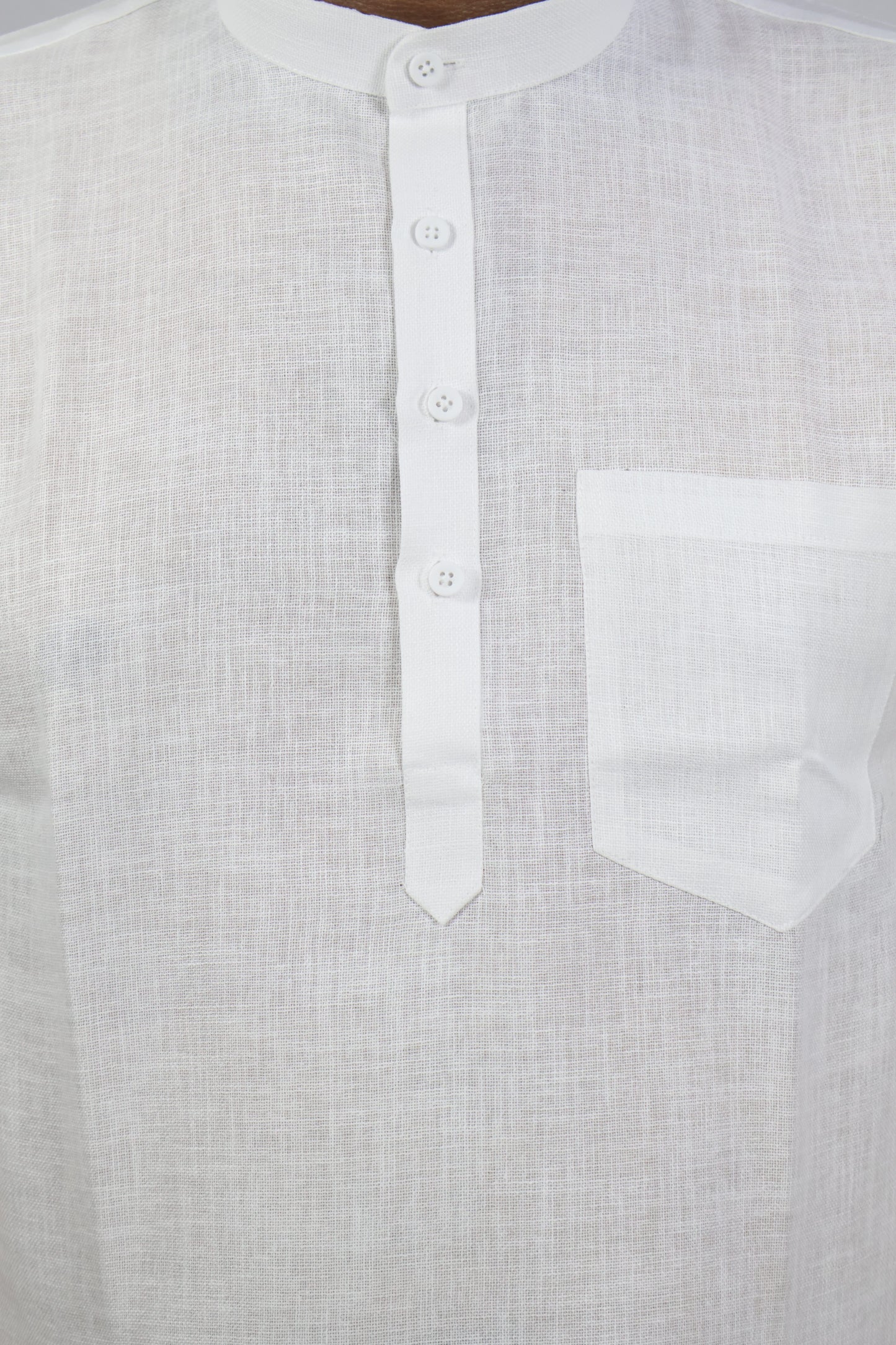 SHARPLINEN MEN'S HALF SLEEVE KURTA WHITE
