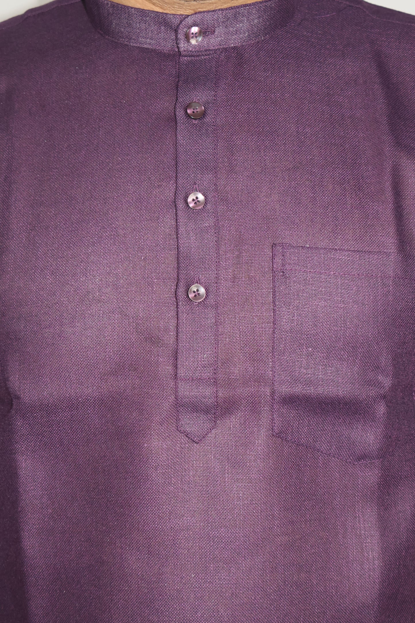 SHARPLINEN MEN'S HALF SLEEVE KURTA WINE